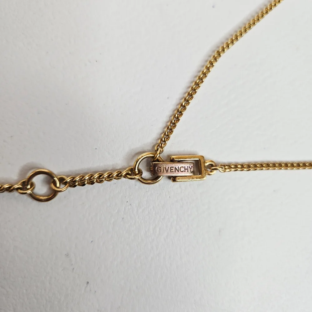 Givenchy Gold-Tone Crystal Amber Hue Tear Drop Signed Vintage Necklace